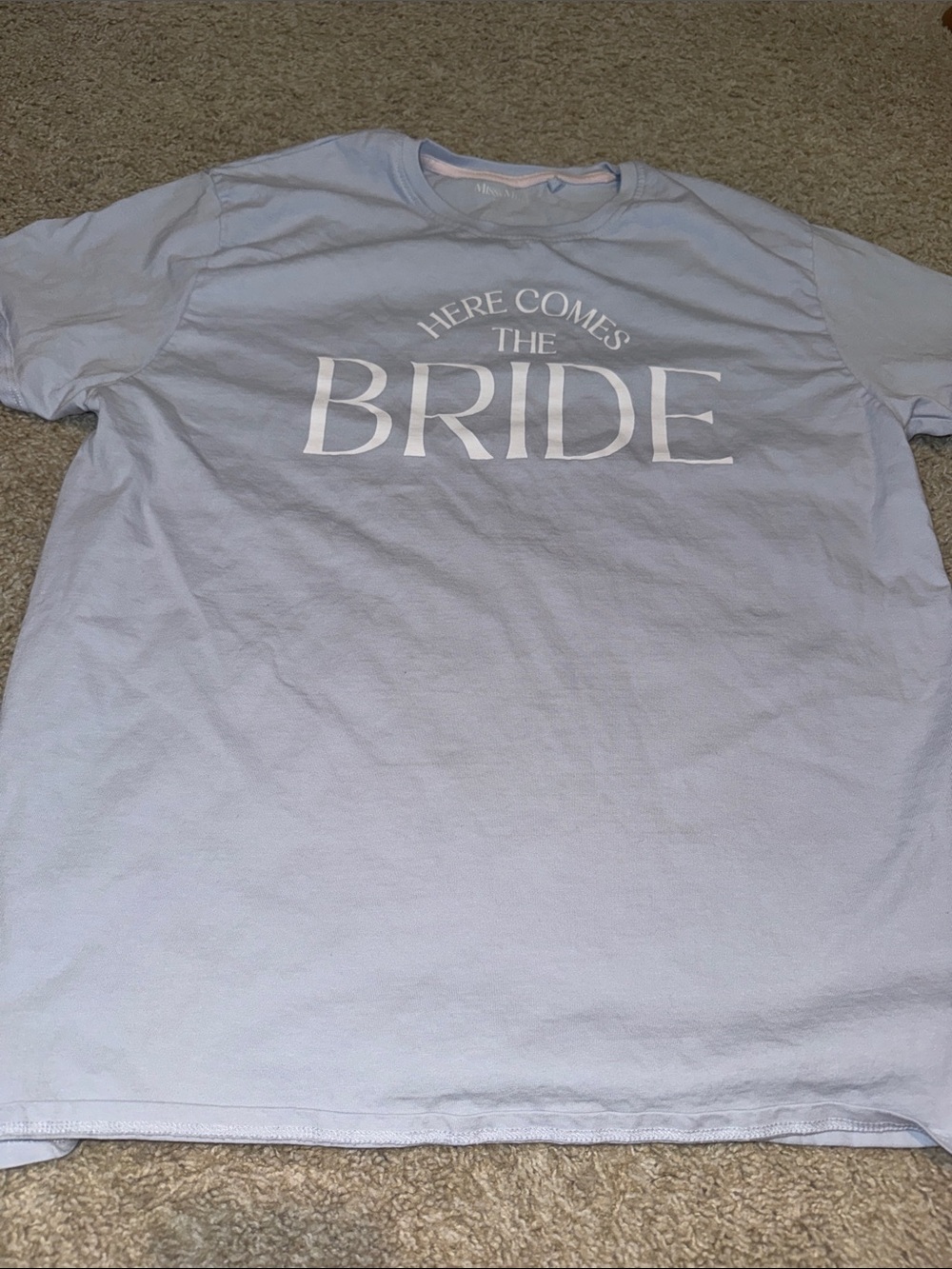 Light Blue 'Here Comes The Bride' Short Sleeve Graphic Tee